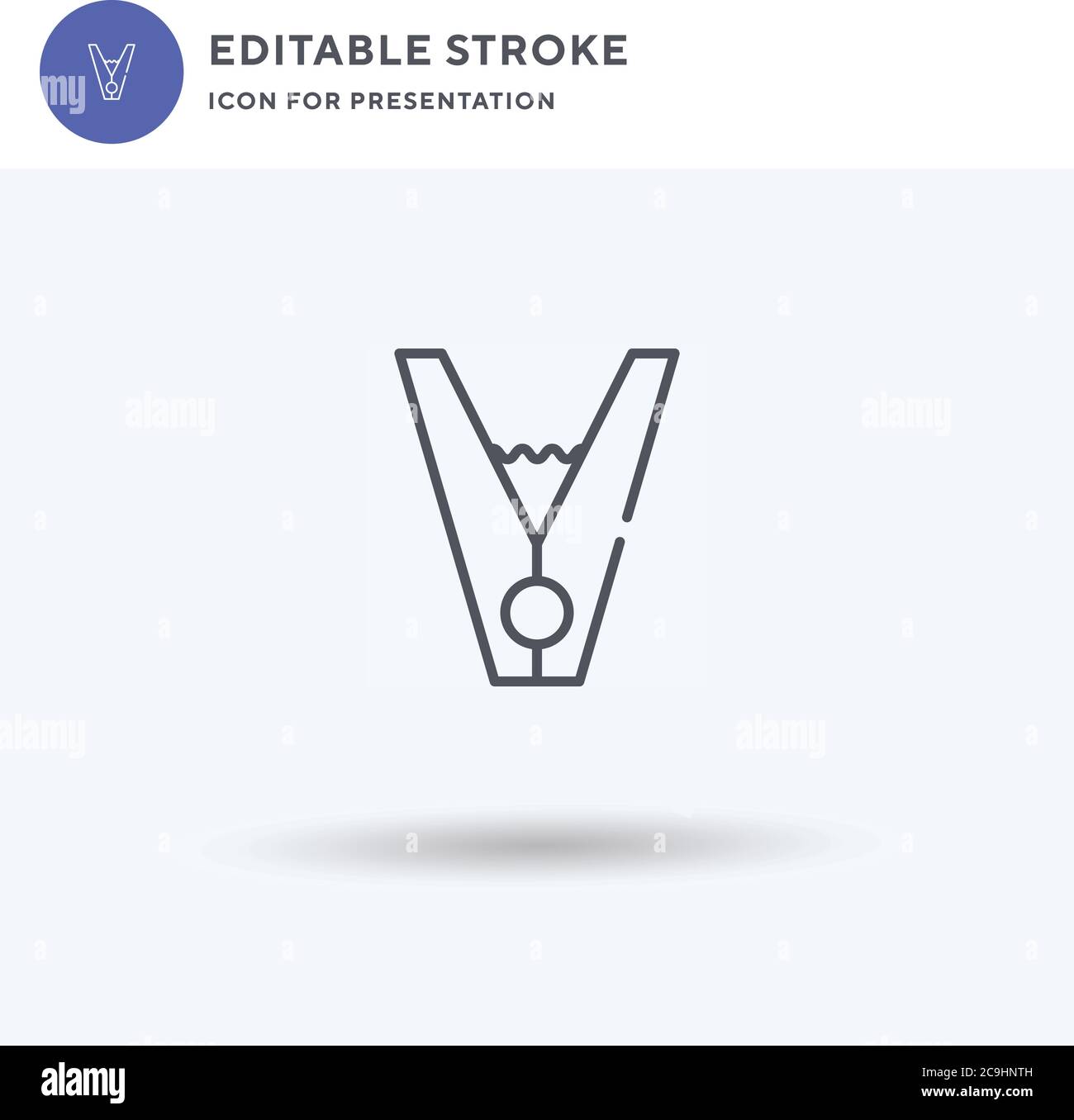 Wood clothes pin icon outline style Royalty Free Vector