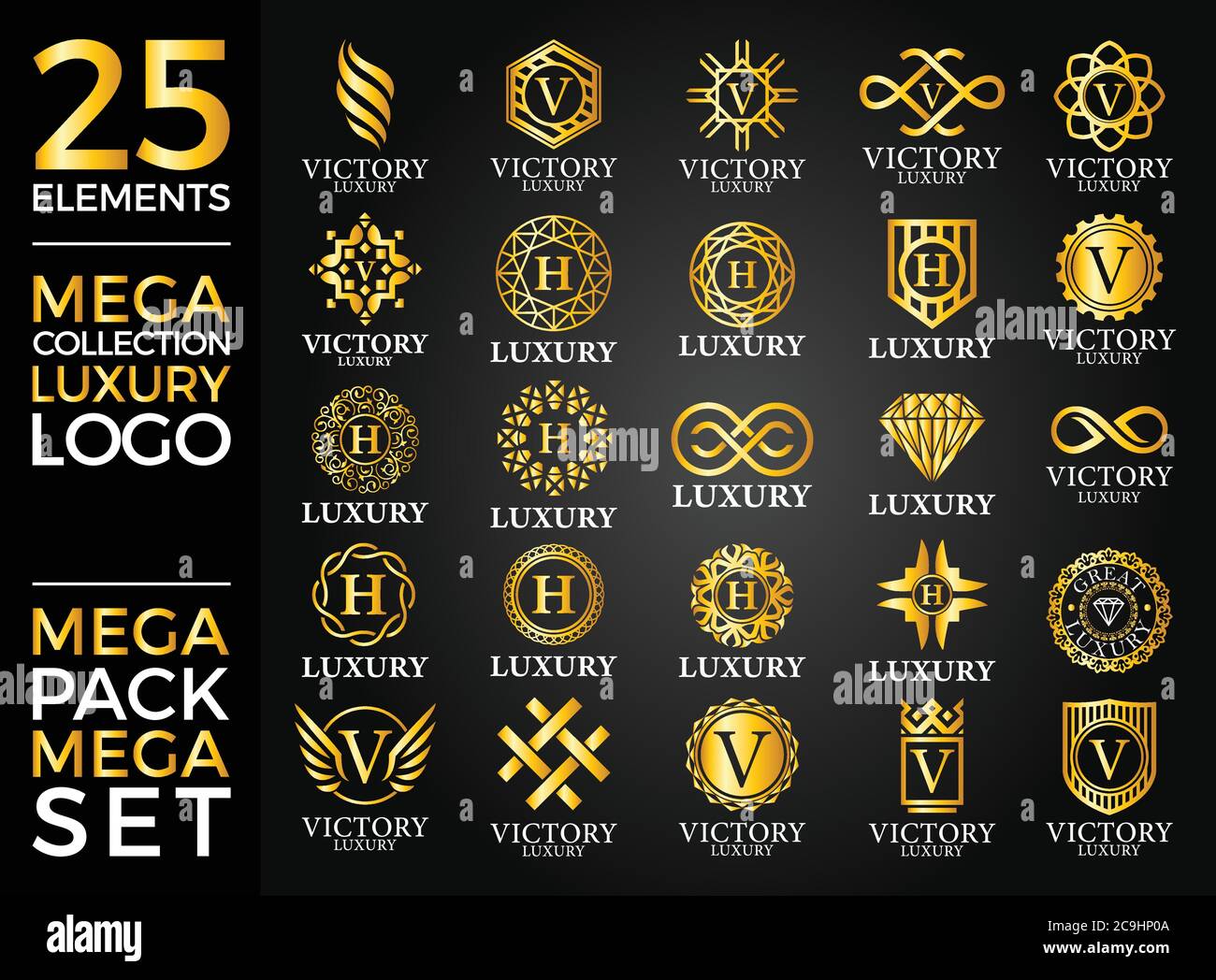 Great Luxury Set, Royal and Elegant Logo Vector Design Stock Vector ...