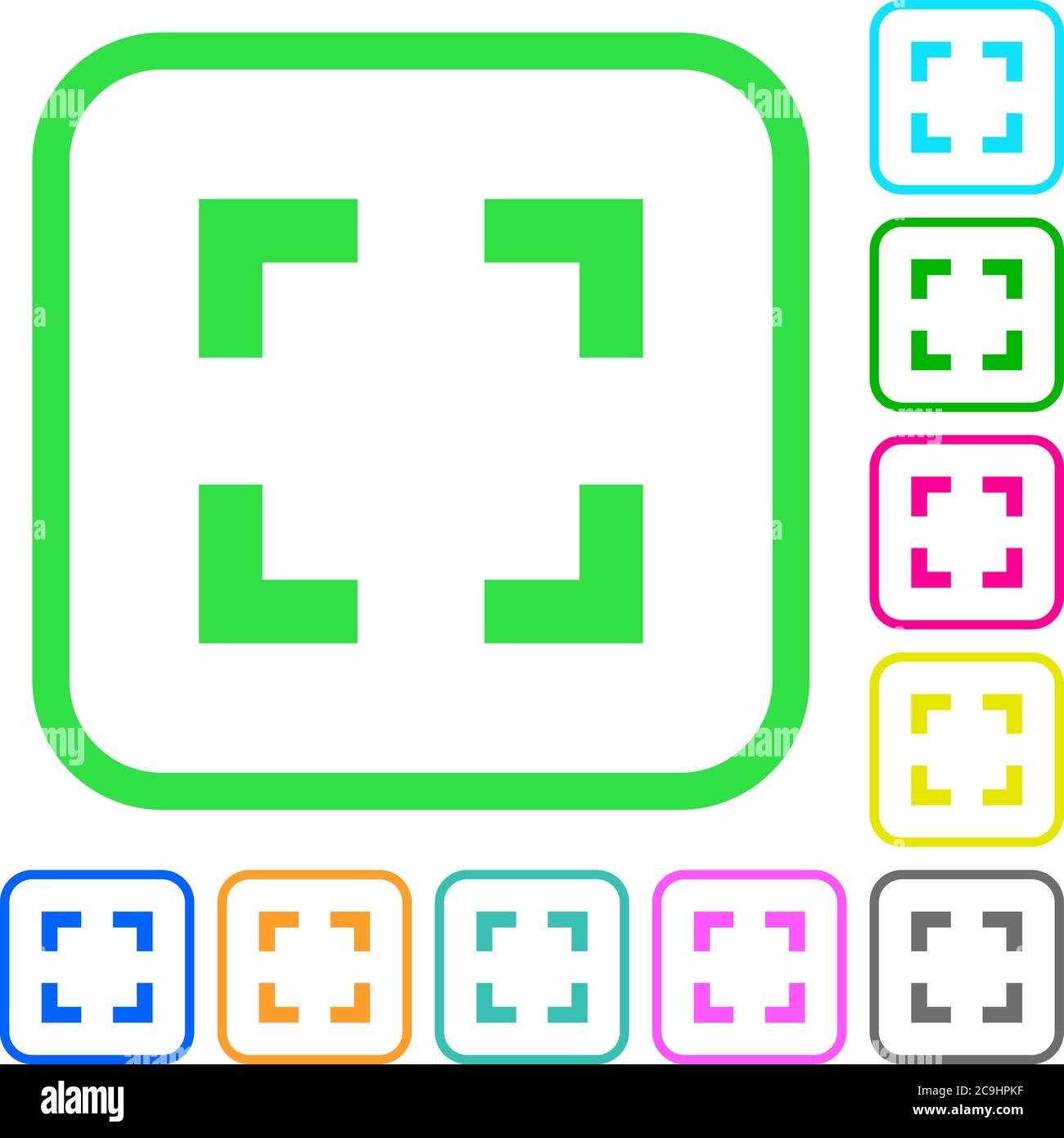 Selector tool vivid colored flat icons in curved borders on white ...