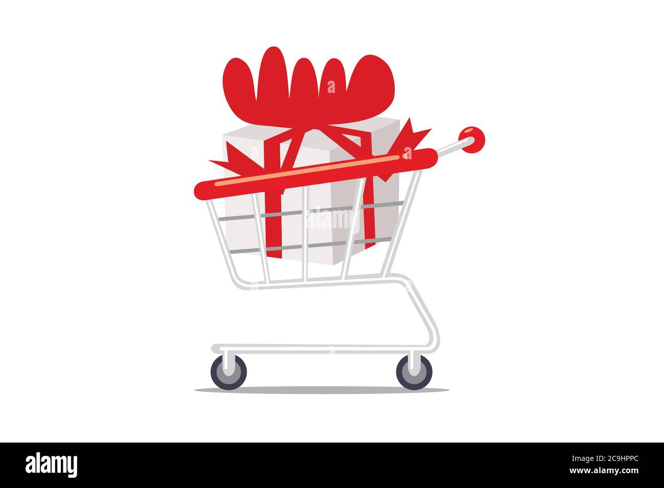 Shopping cart with gift box isolated on white background Stock Vector ...