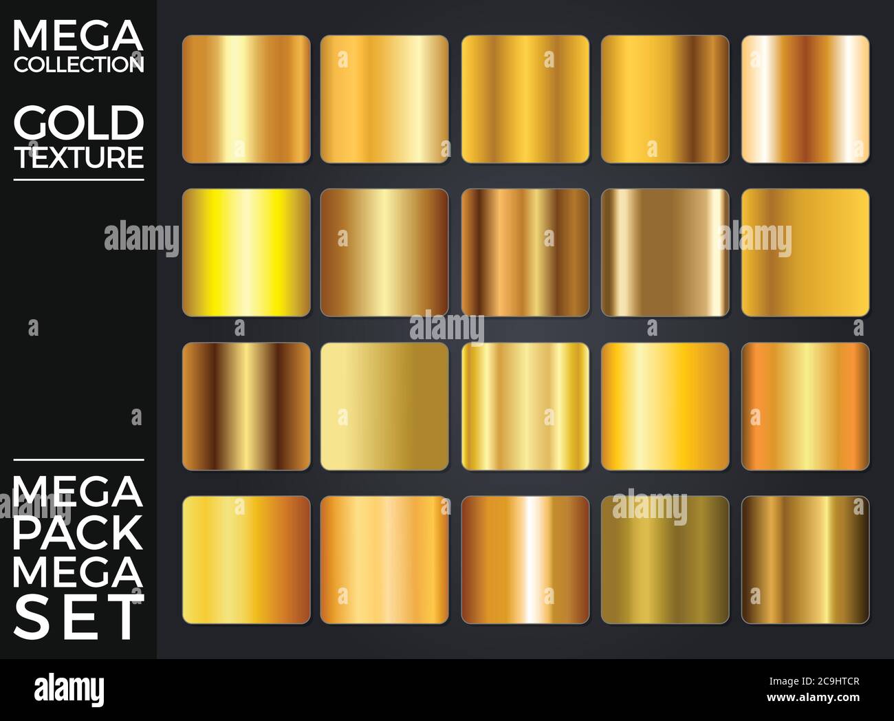 Vector Set of Gold Gradients, Golden Squares Collection, Textures Group ...