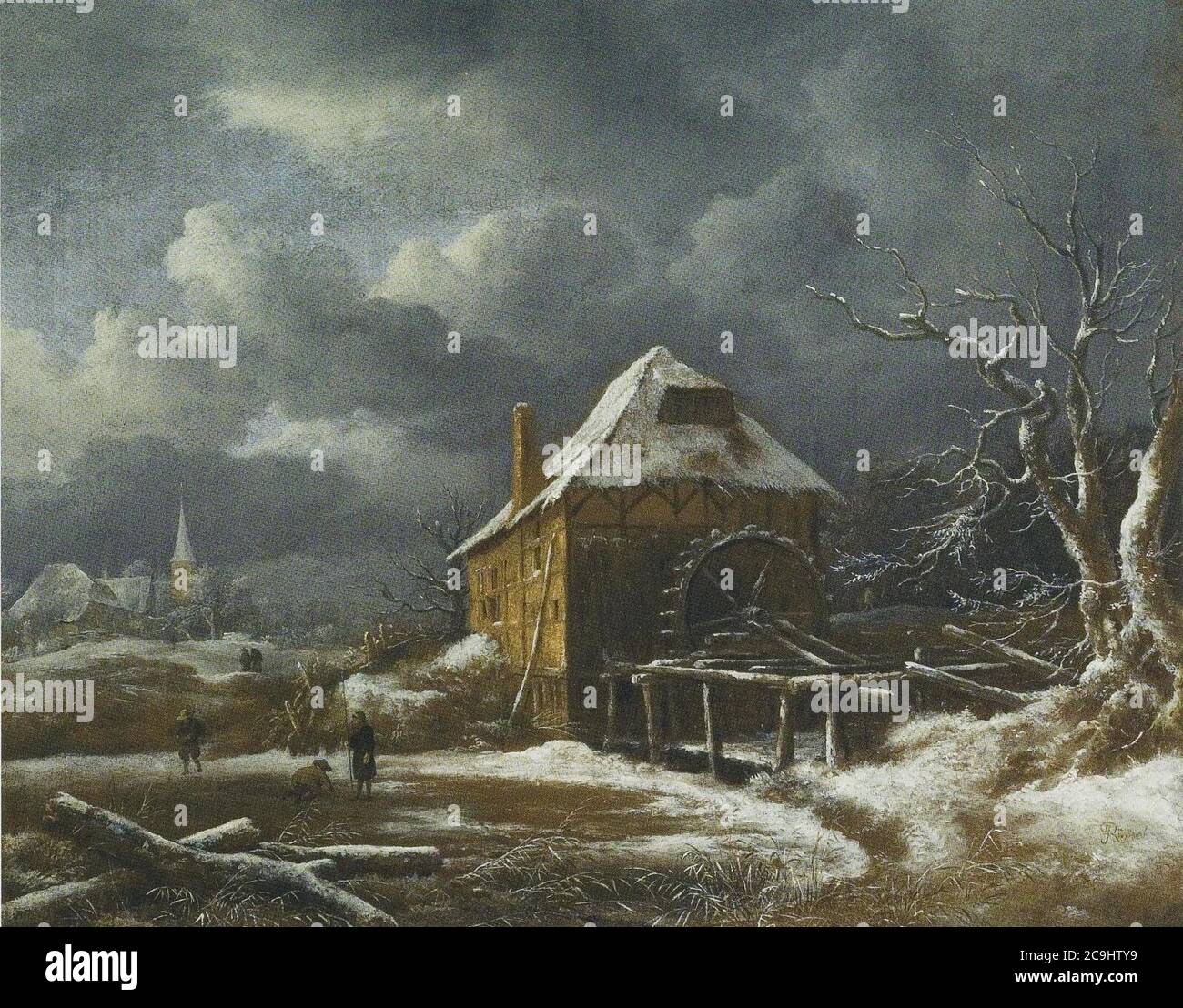 Jacob van Ruisdael - Winter Landscape with a Watermill Stock Photo