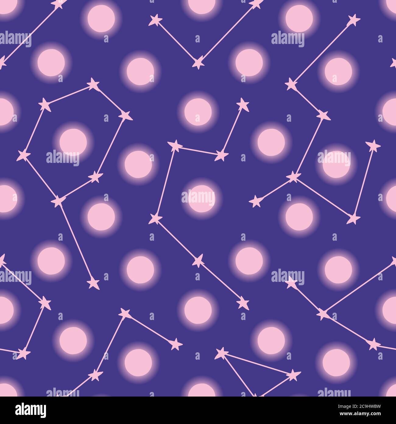 moons, ans stars constellations seamless vector pattern Stock Vector