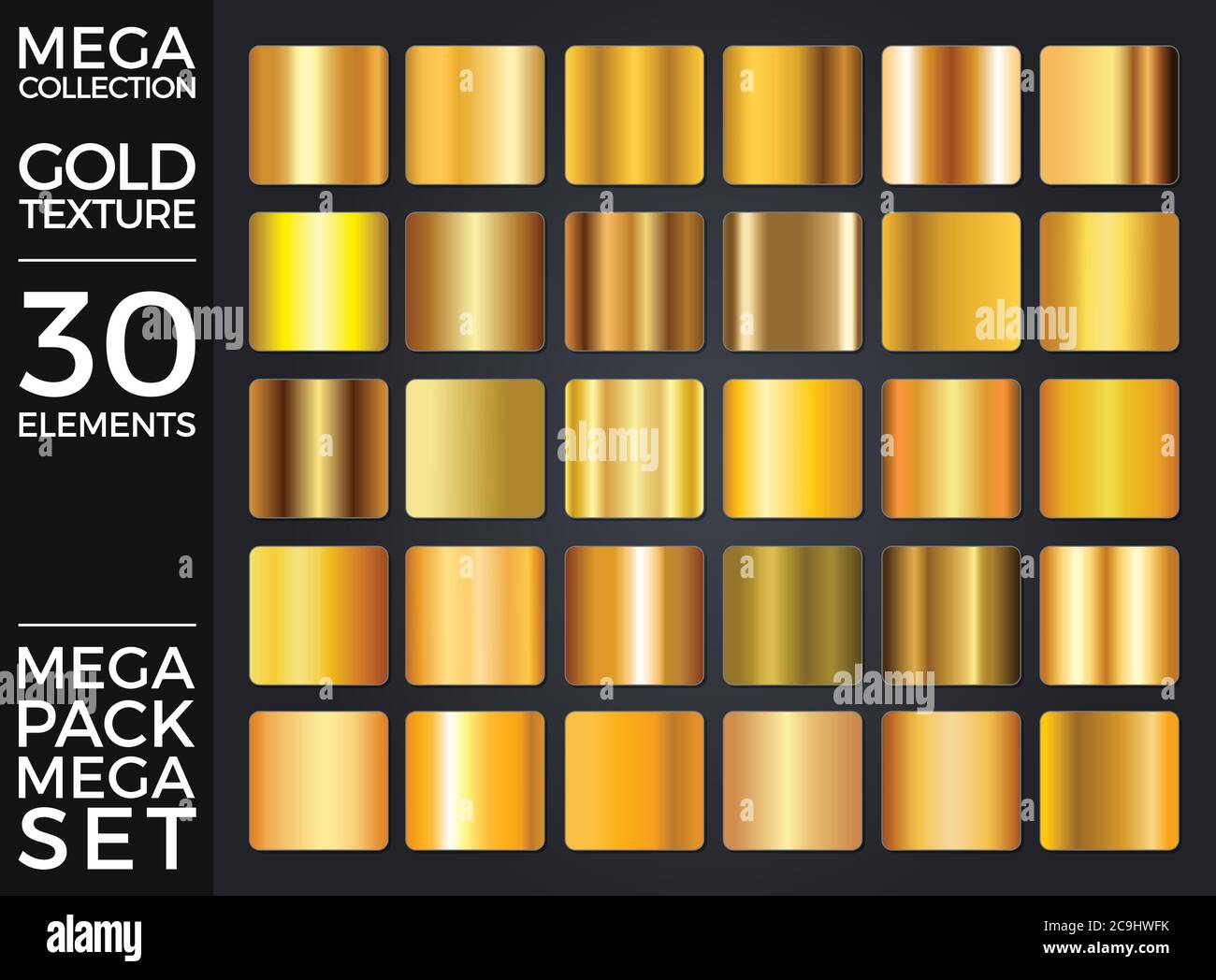 Vector Set of Gold Gradients, Golden Squares Collection, Textures Group ...