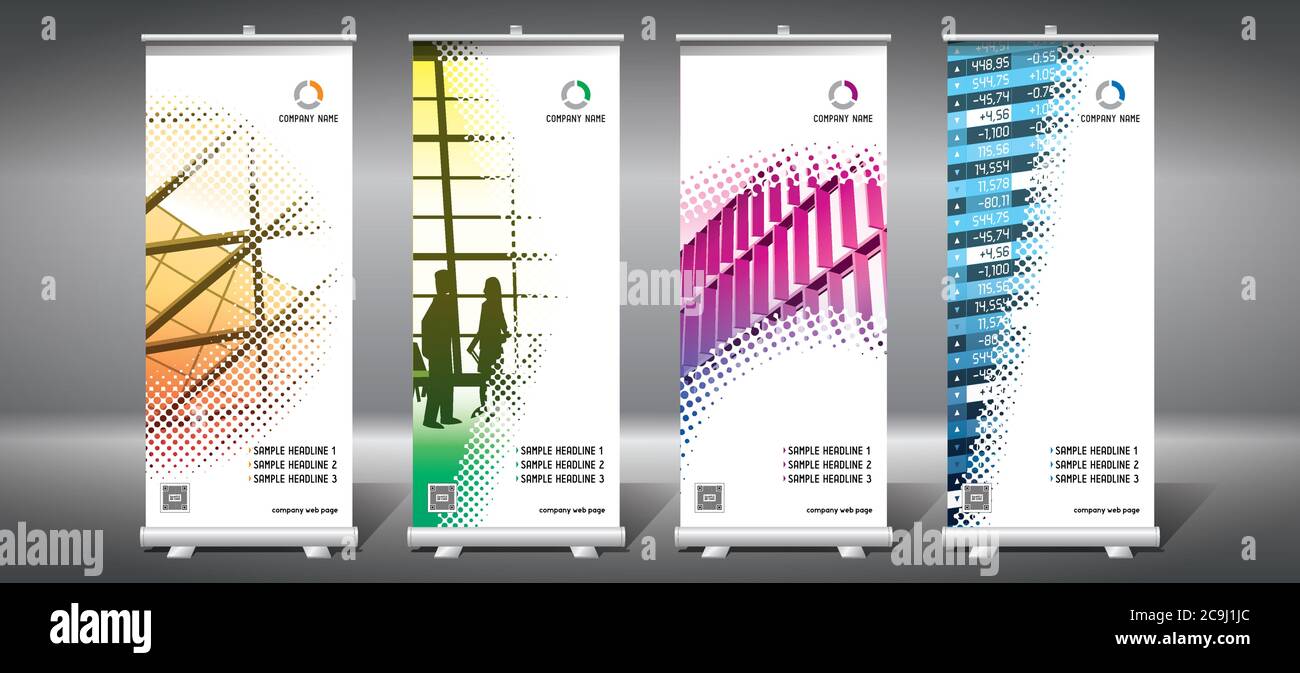 Roll-up templates (85x200 cm) - modern office buildings Stock Vector