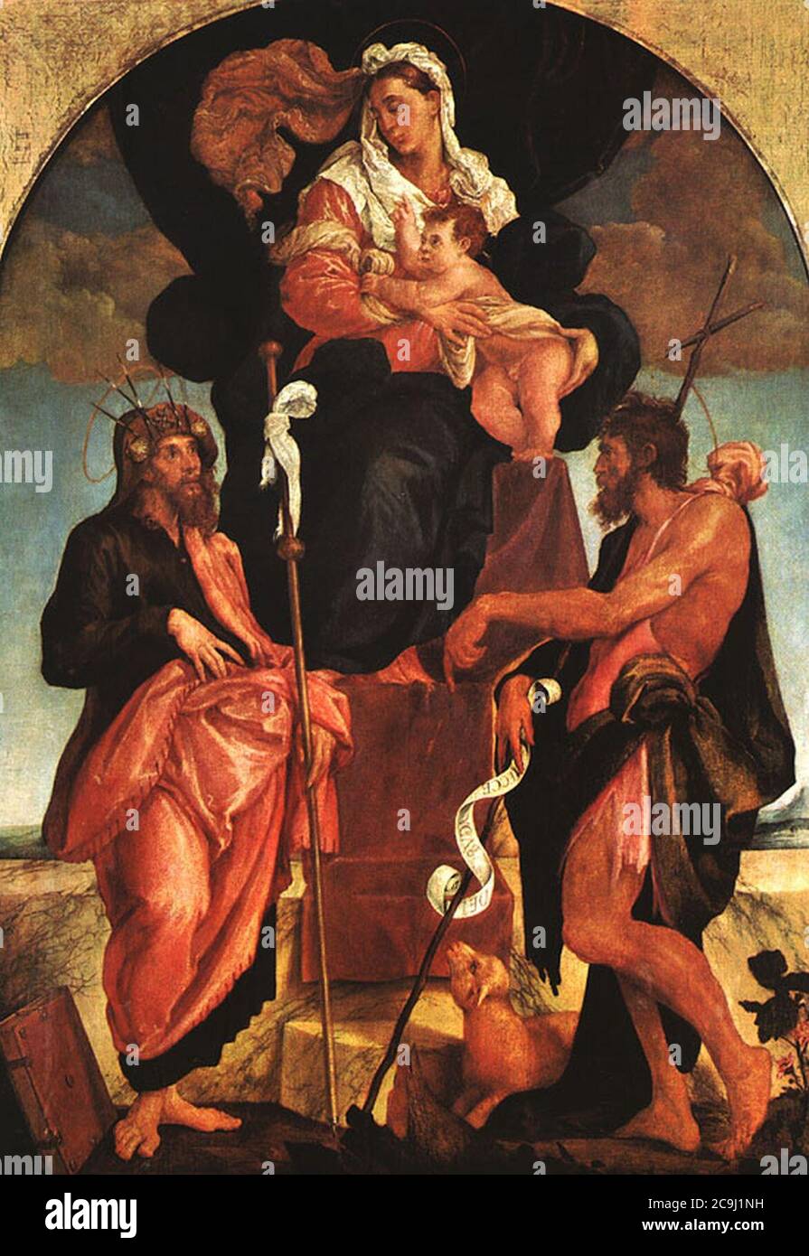Jacopo Bassano - Altarpiece, 1545-50, originally painted for the Church at Tomo, canvas, Pinakothek at Munich. Stock Photo