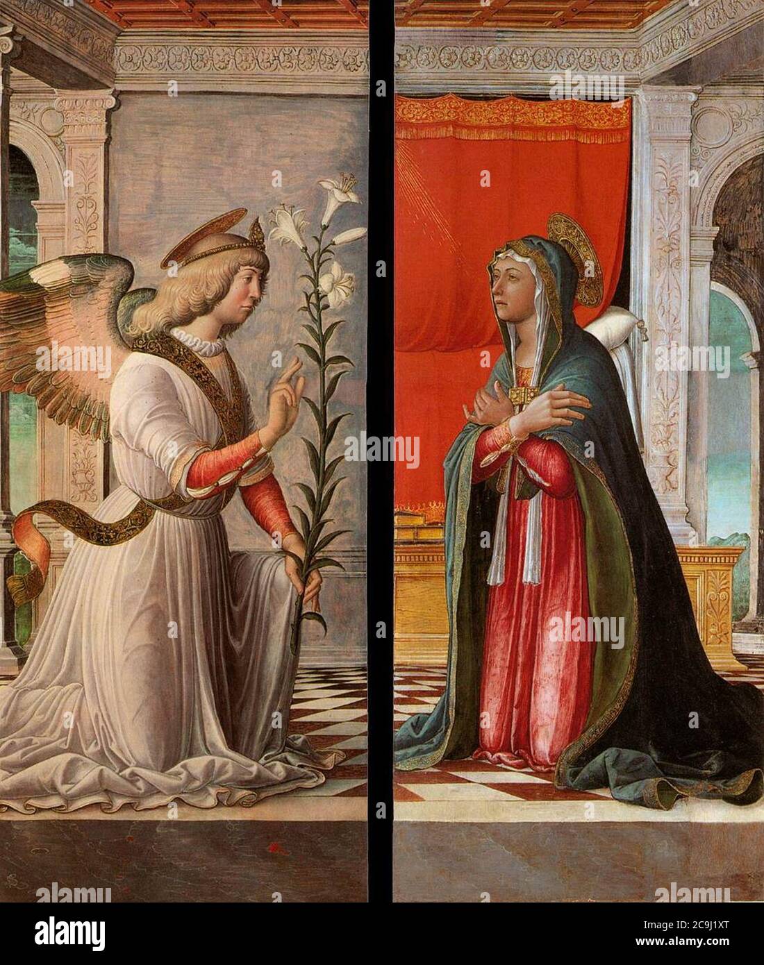 Jacopo Da Montagnana - The Archangel Gabriel and the Virgin Annunciate Stock Photo