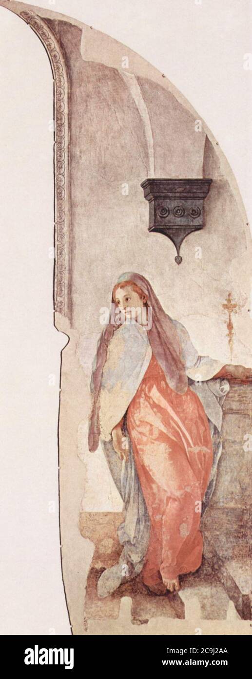 Jacopo Pontormo - Virgin Annunciate (detail) - Cappella Capponi, S. Felicita, Florence . Stock Photo