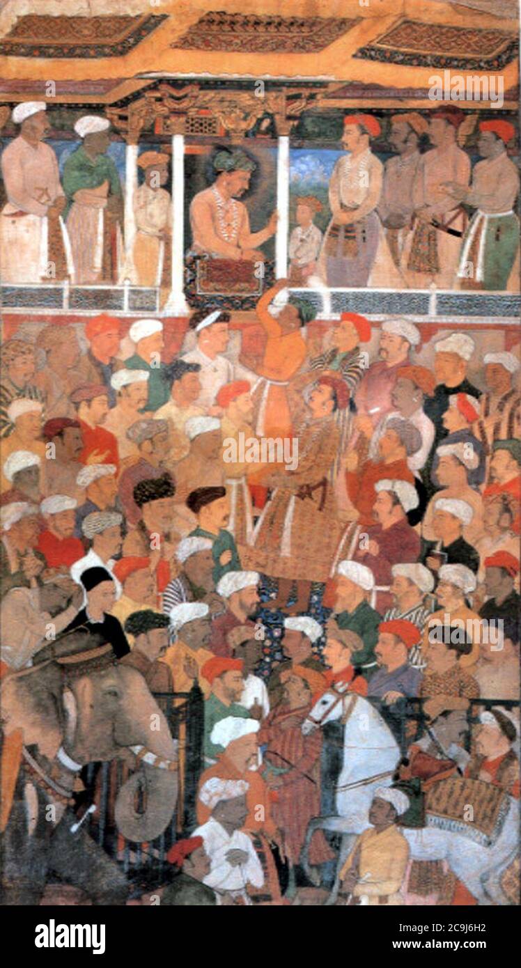 Jahangir in Darbar, from the Jahangir-nama, c.1620. Stock Photo