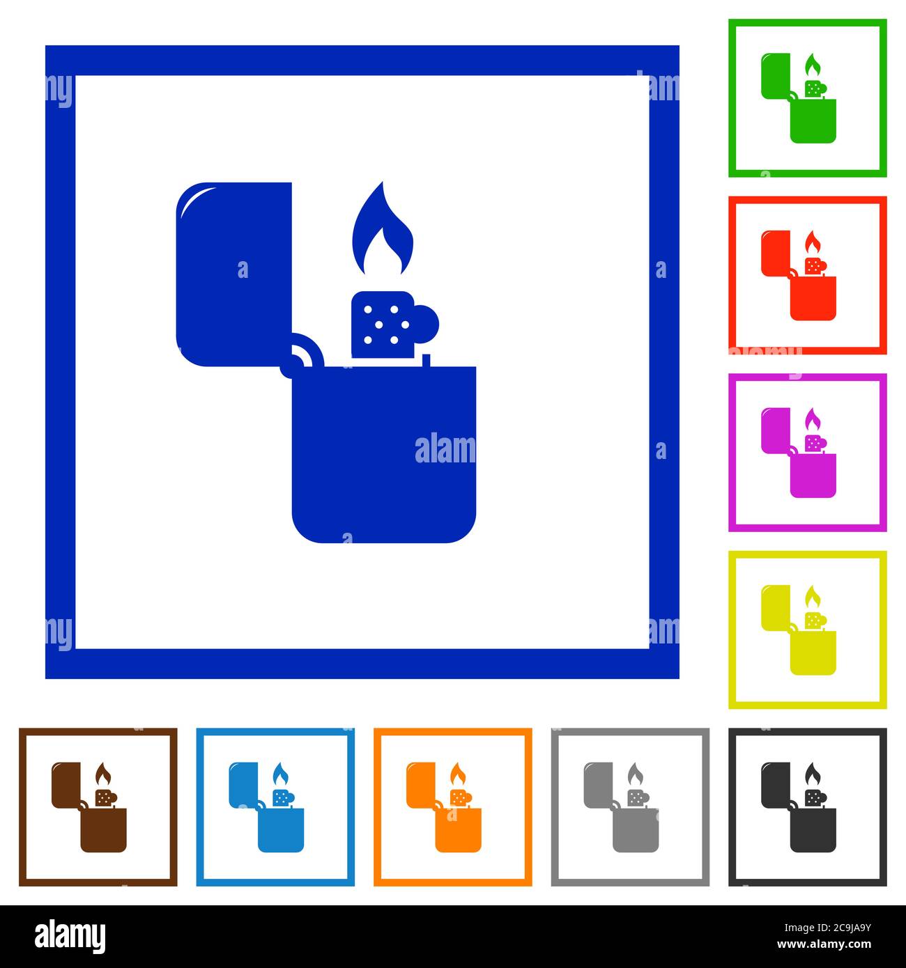 Lighter flat color icons in square frames on white background Stock Vector