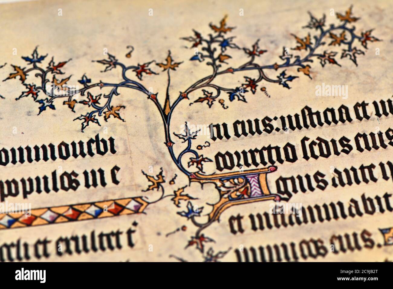 Detail of a facsimile page from Les Grande Heures de Jean Duc de Berry, the famous Book of Hours commissioned by the Duke of Berry in 1409, featuring Stock Photo