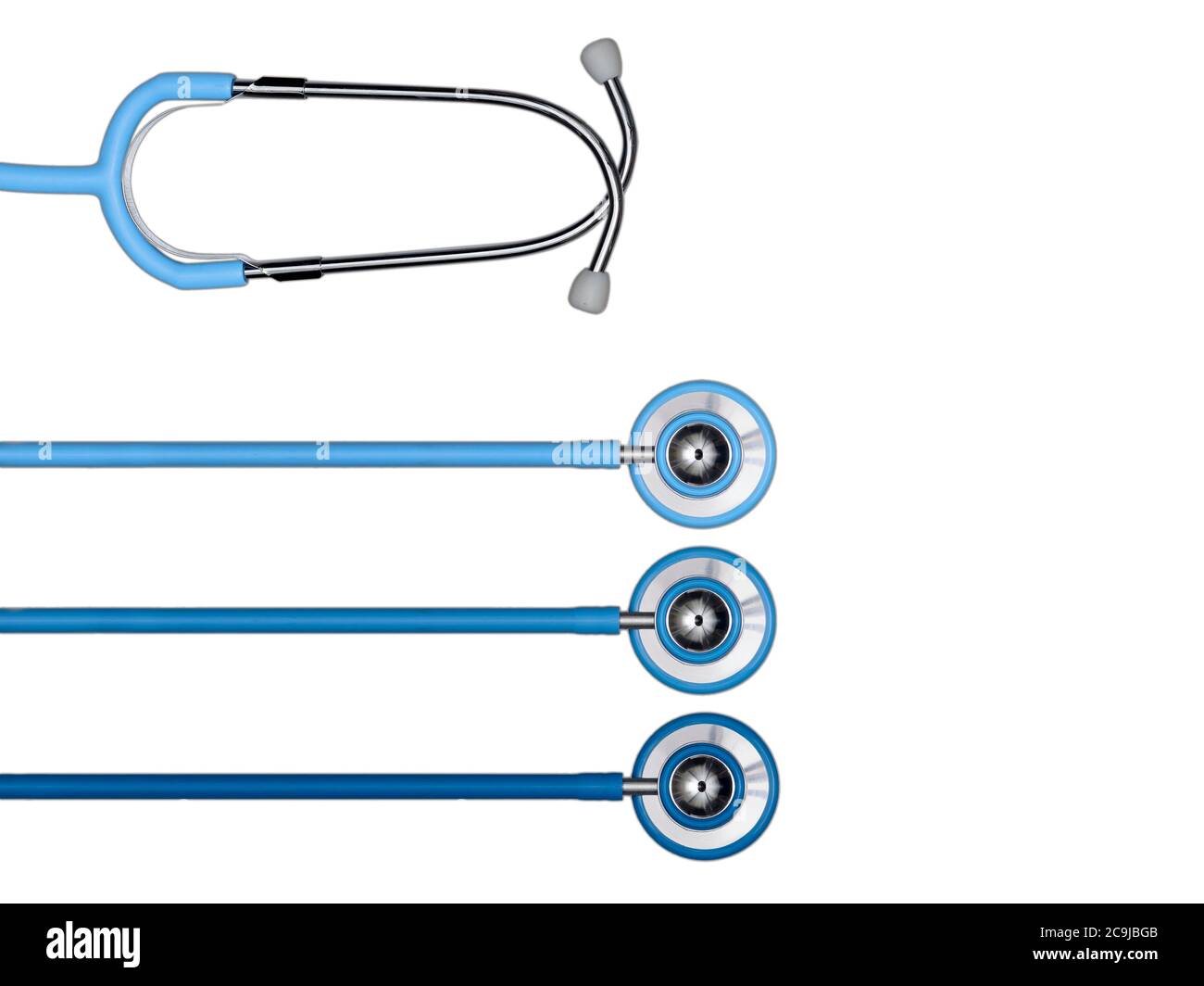 Stethoscopes in a row against a white background Stock Photo - Alamy