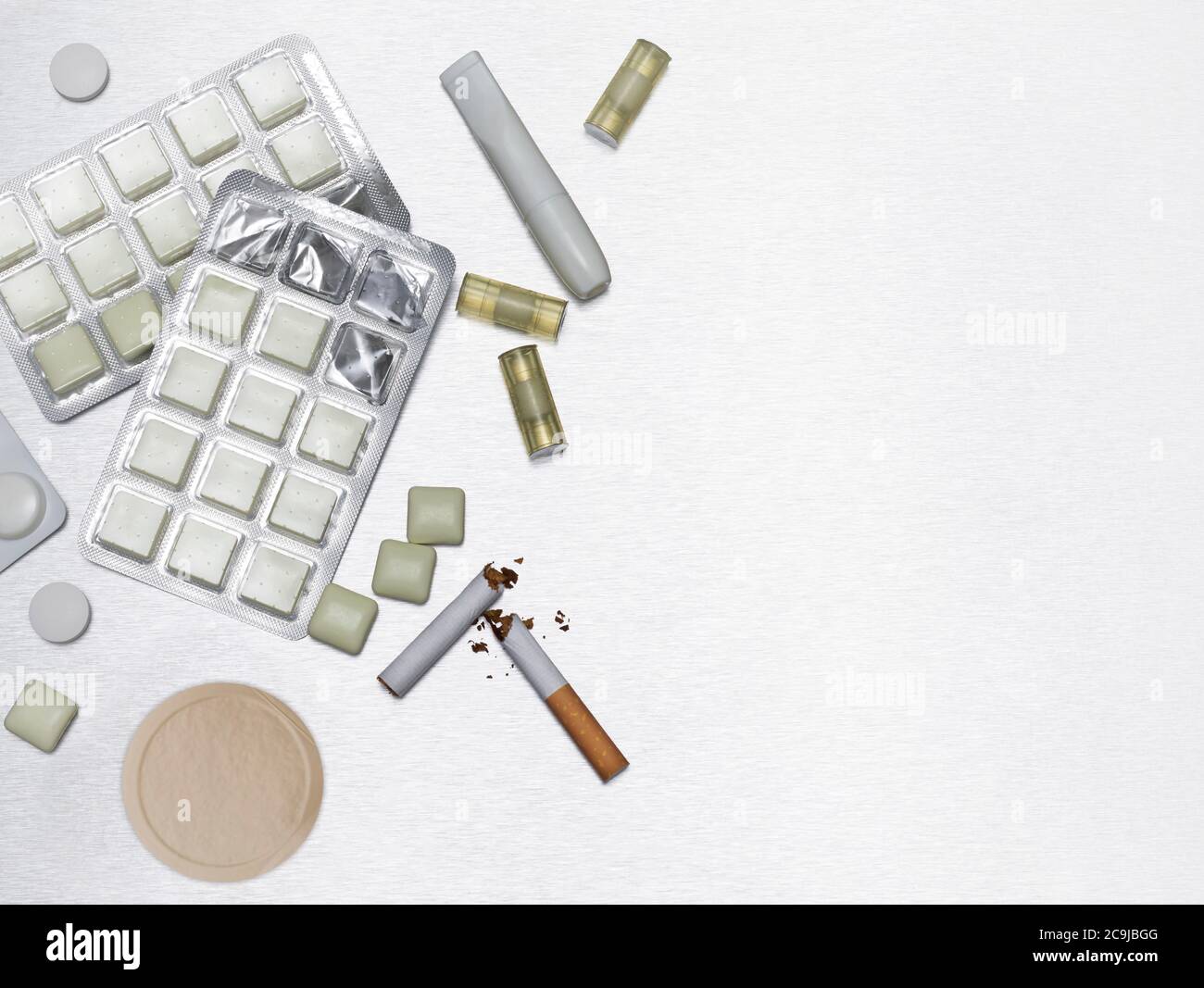 Gum and pills to help stop smoking. Stock Photo