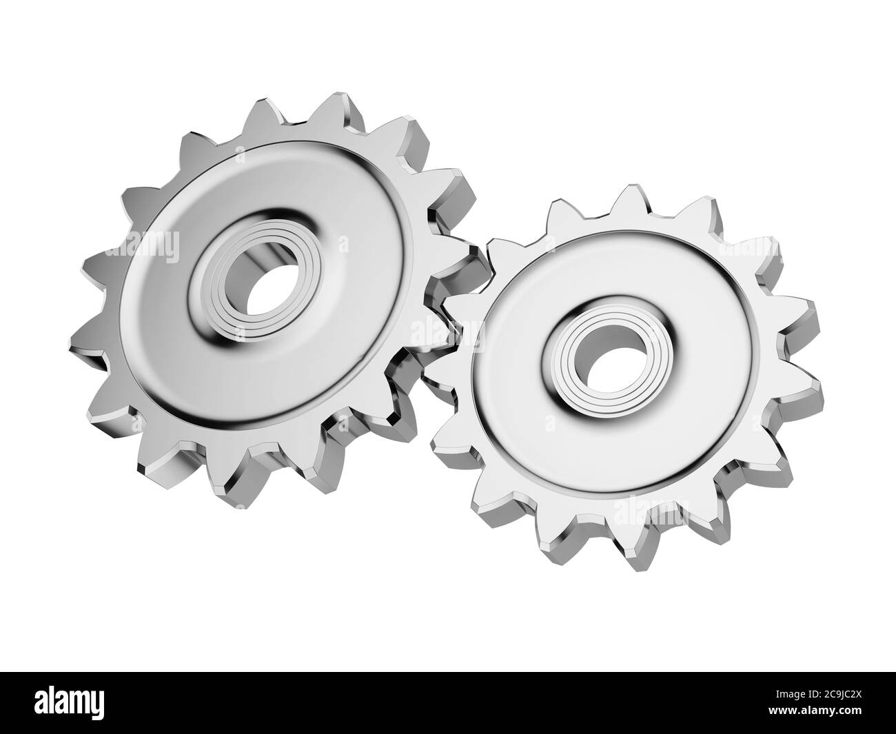 Steel gear wheels isolated on white background. 3d illustration. Stock Photo