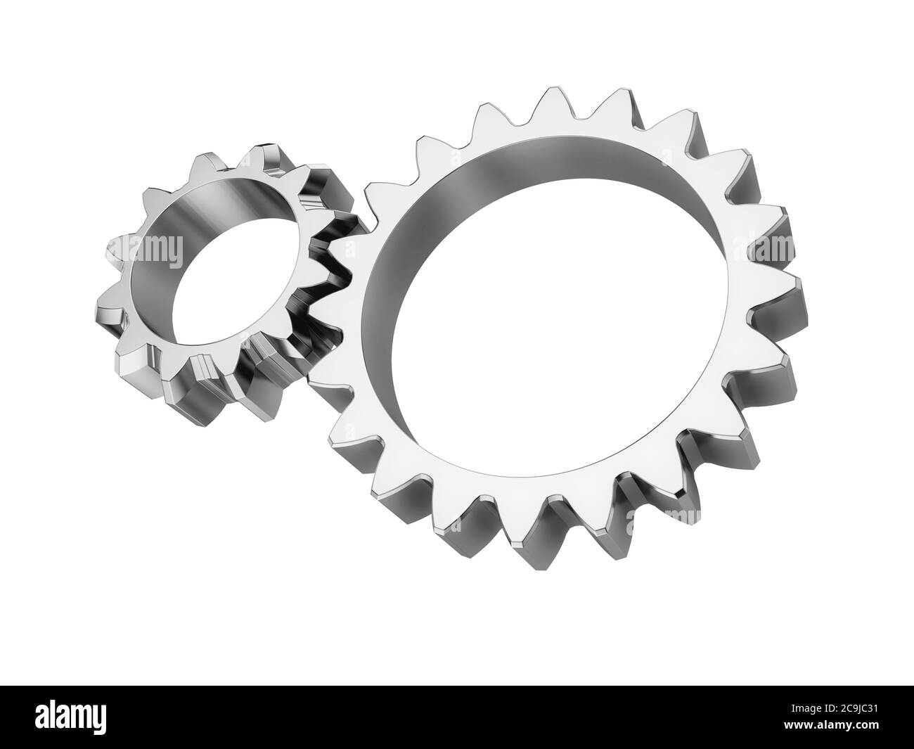 Steel gear wheels isolated on white background. 3d illustration. Stock Photo