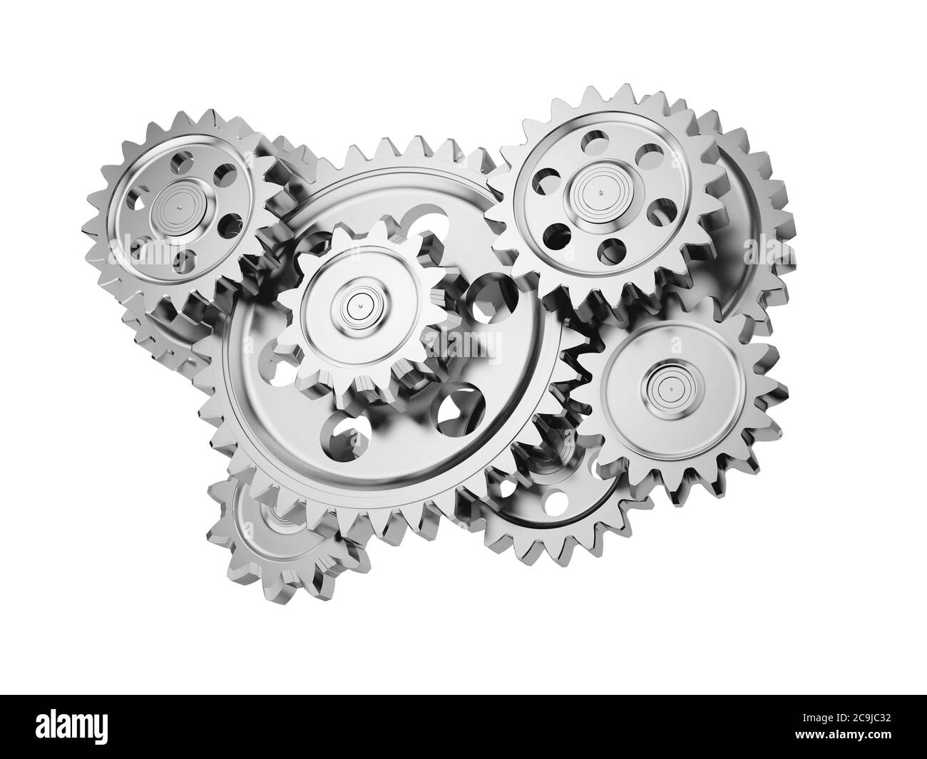 Steel gear wheels isolated on white background. 3d illustration. Stock Photo