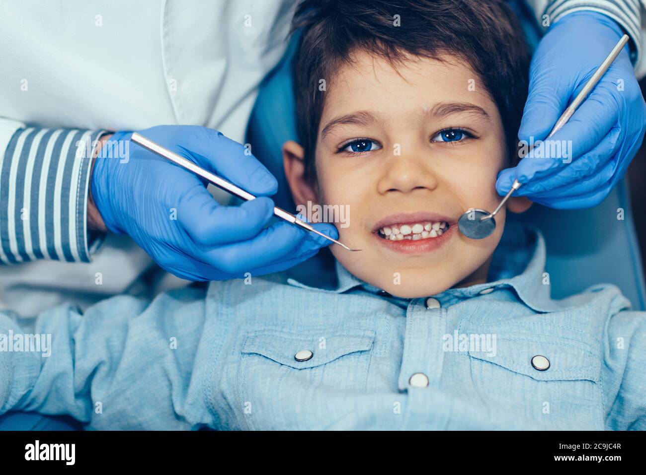 Young boy having dental check-up. Stock Photo