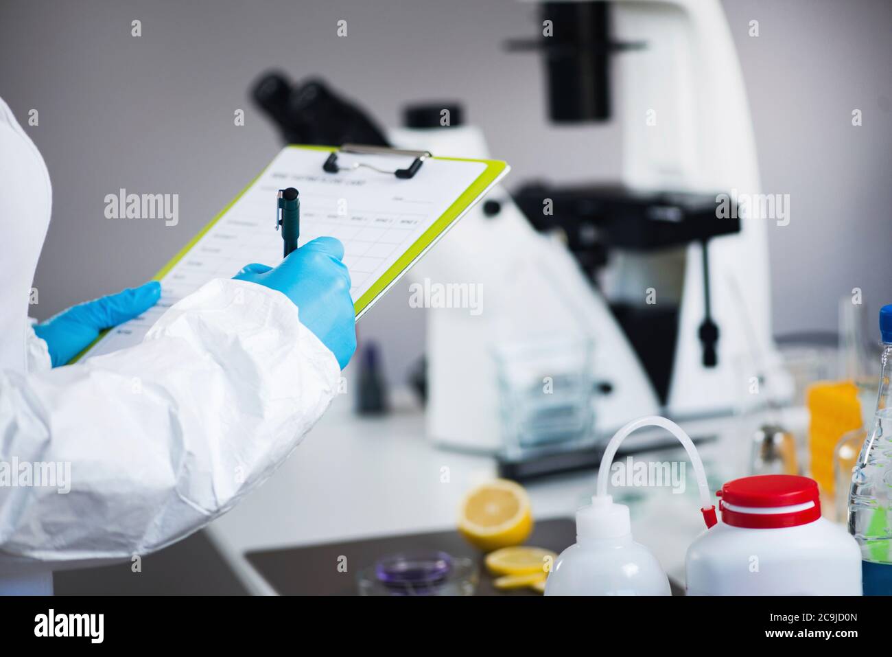 Food safety inspector working in laboratory. Stock Photo