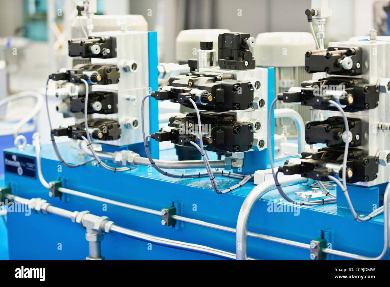 Hydraulic block, installation for oil distribution Stock Photo Alamy