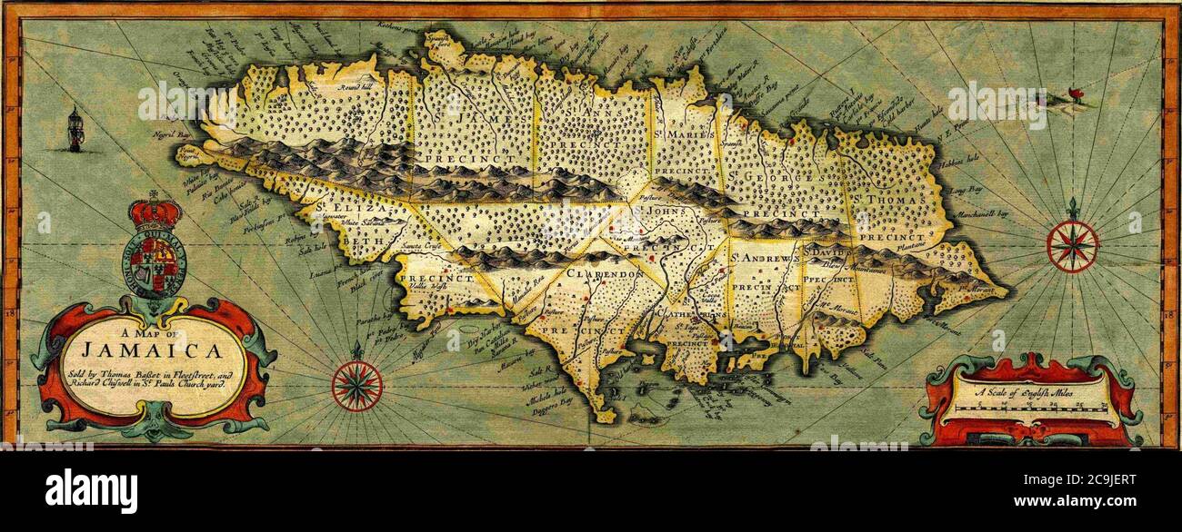 Jamaica 1676 John Speed Stock Photo Alamy