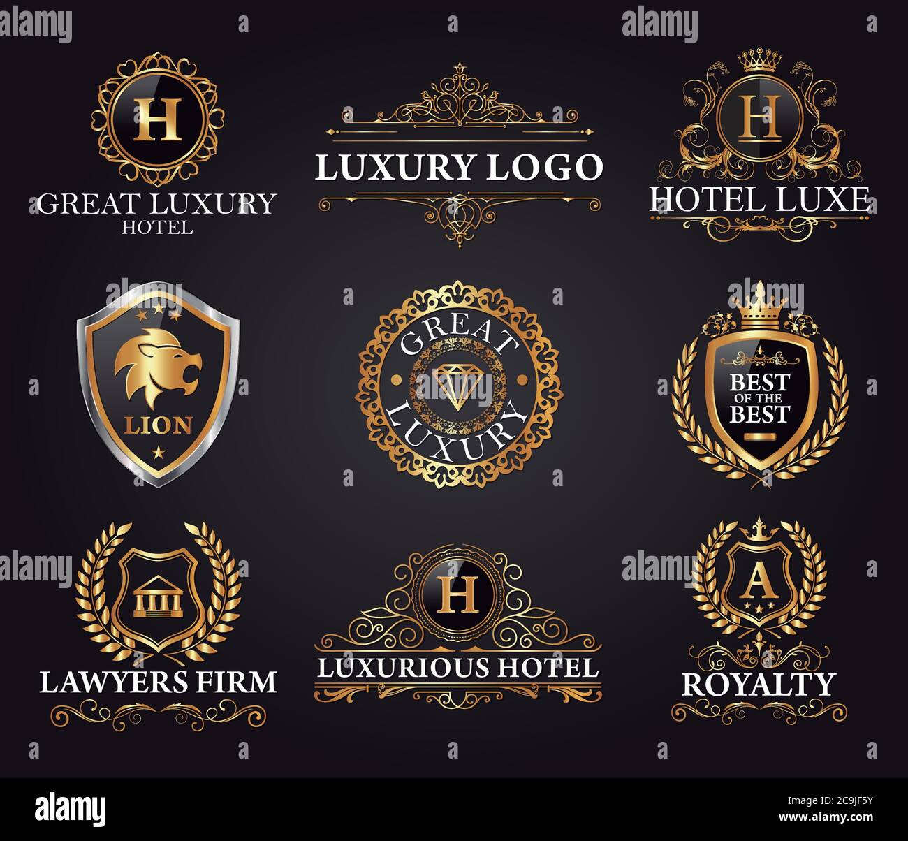 Great Luxury Set, Royal and Elegant Logo Vector Design Stock Vector ...