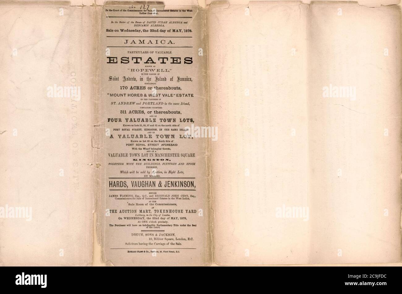 Jamaica, particulars of valuable Estates known as ‘Hopewell,‘ in the Parish of Saint Andrew