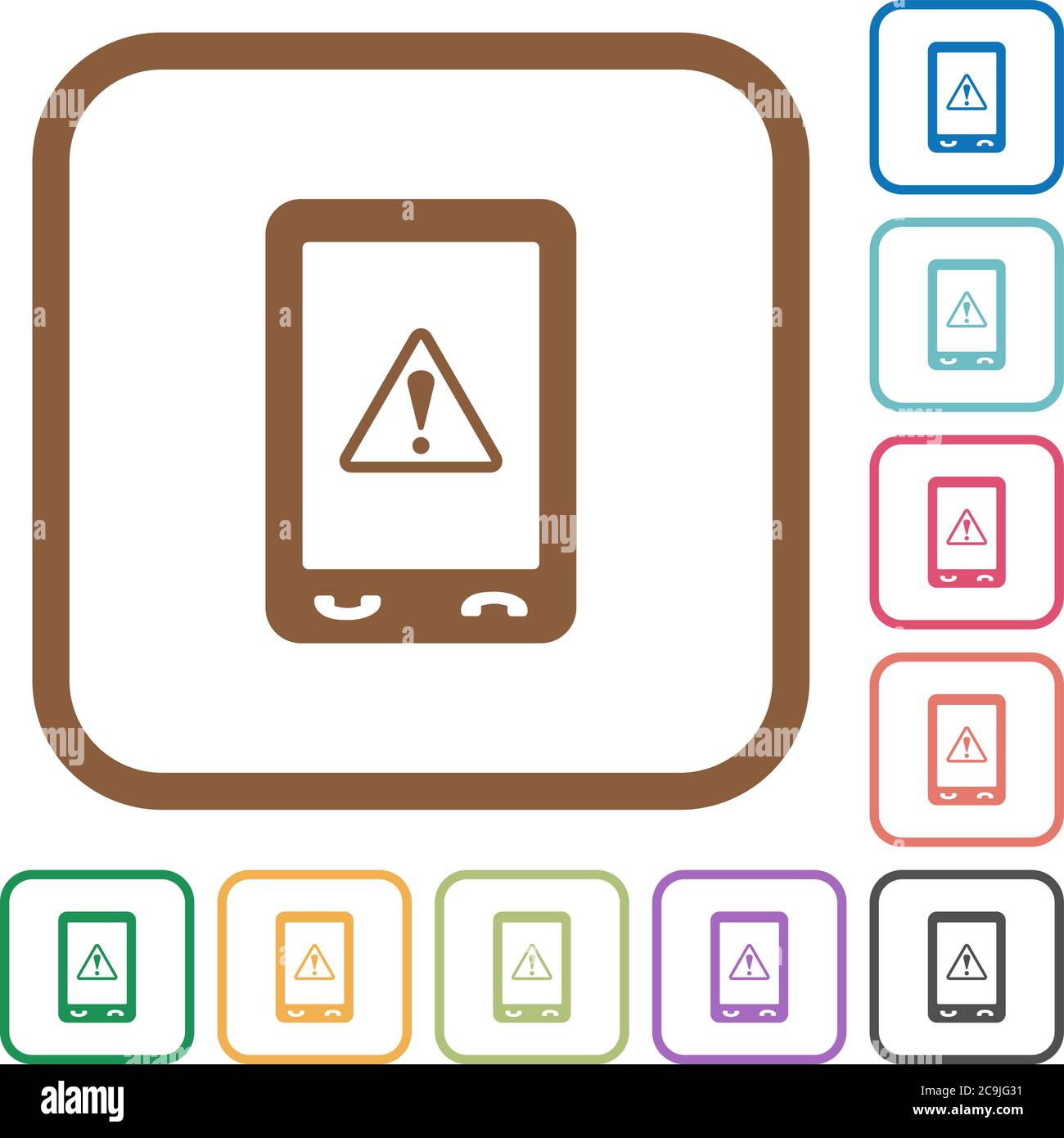 Mobile data traffic simple icons in color rounded square frames on white background Stock Vector