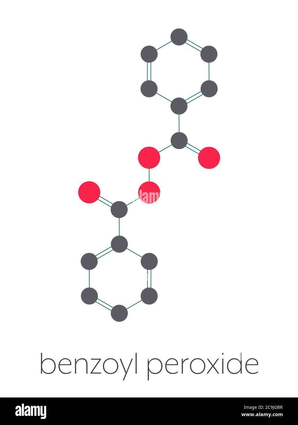 Benzoyl peroxide acne treatment drug molecule. Also used to dye hair