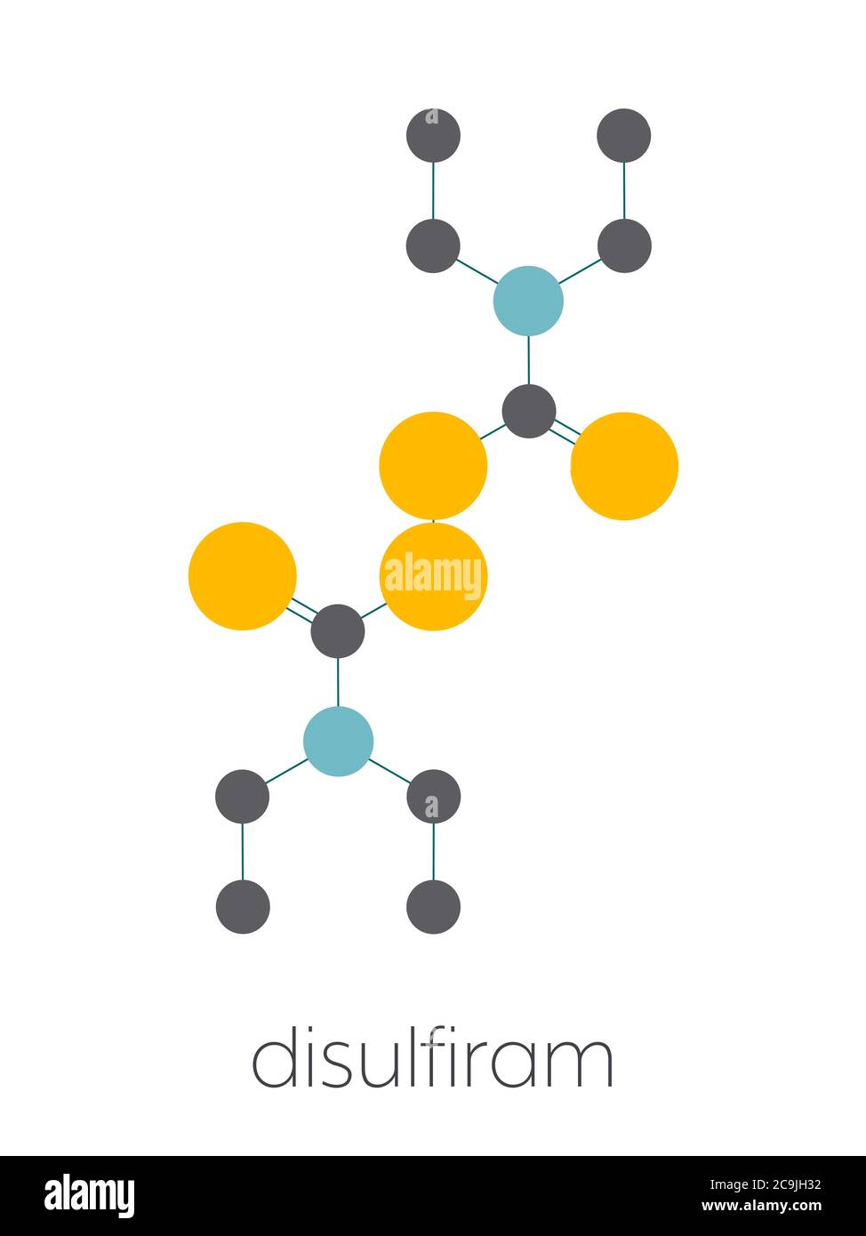 Disulfiram Alcoholism Treatment Drug Molecule Stylized Skeletal Formula Chemical Structure