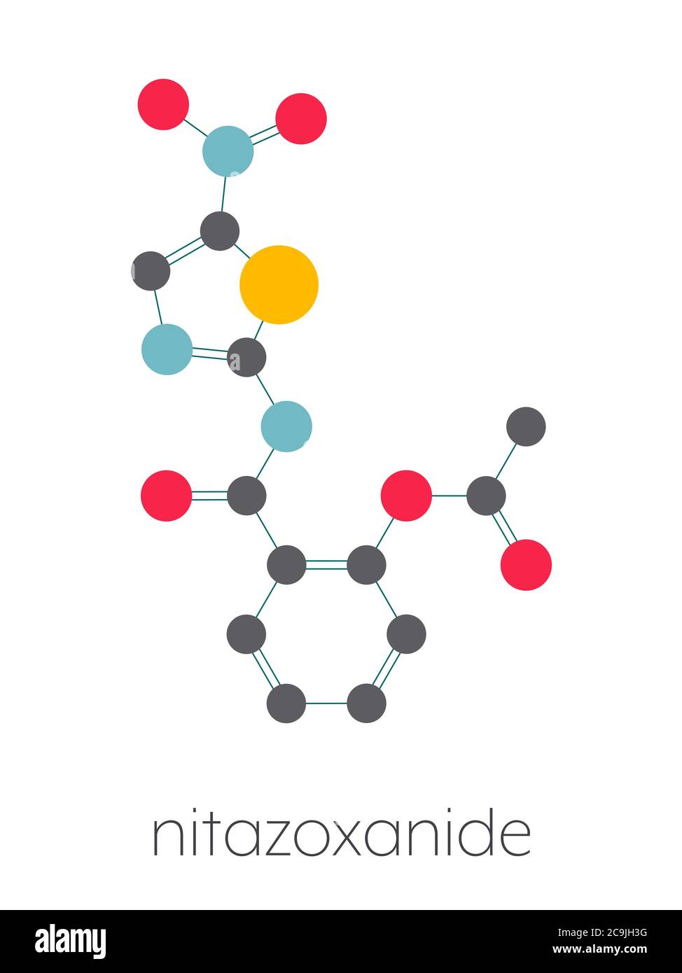 Nitazoxanide antiprotozoal drug molecule. Stylized skeletal formula ...