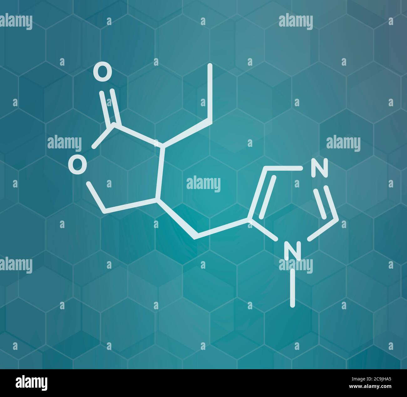Pilocarpine alkaloid drug molecule. Used in treatment of and