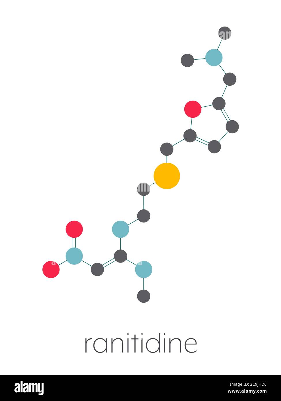 Ranitidine peptic ulcer disease drug molecule. Blocks stomach acid ...