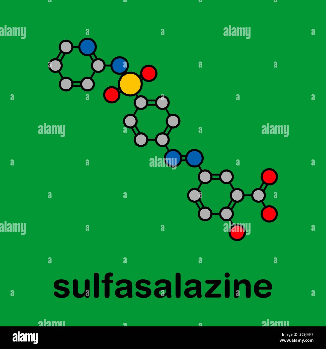 Sulfasalazine drug molecule. Used in treatment of rheumatoid arthritis