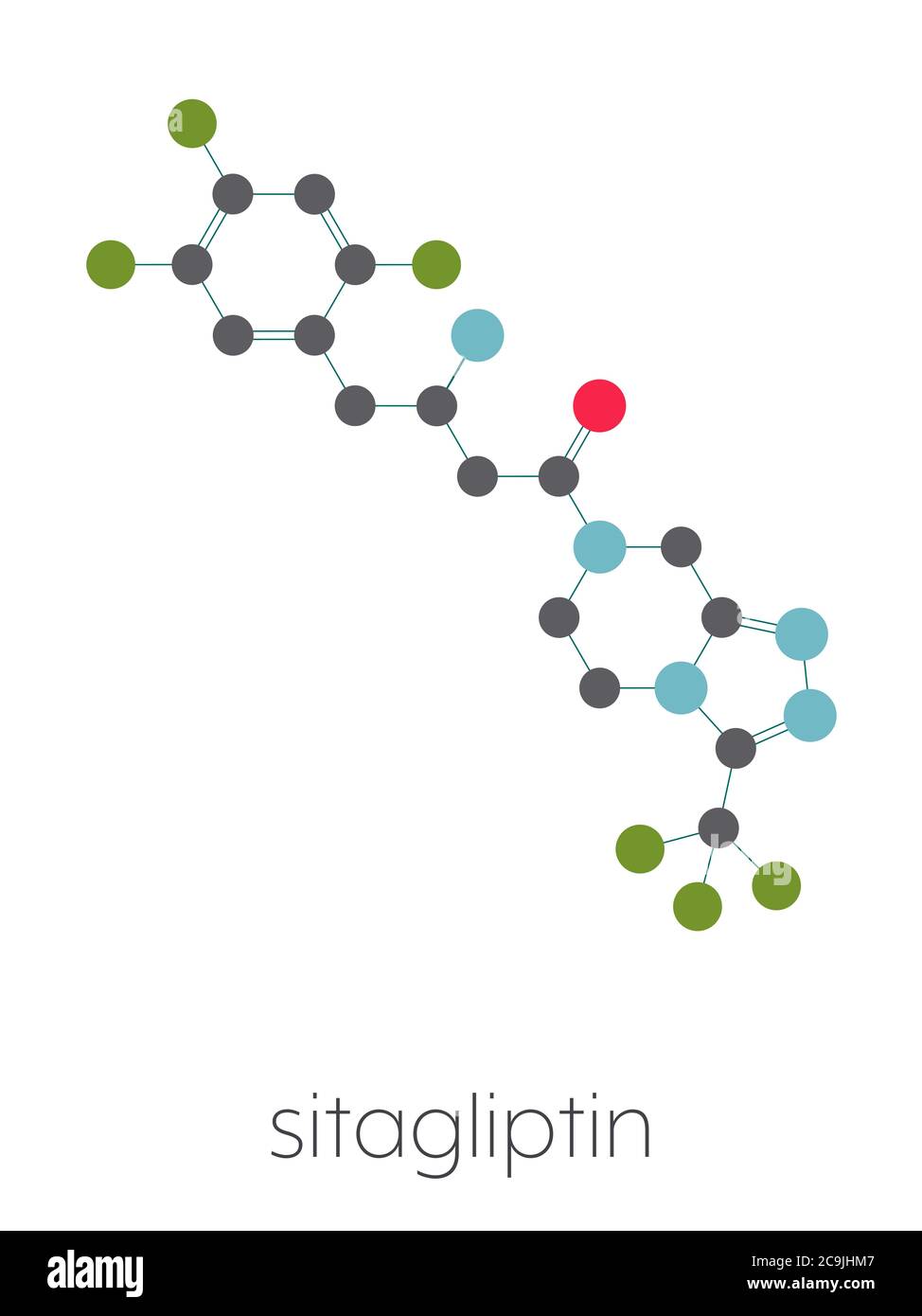 Sitagliptin diabetes drug molecule. Stylized skeletal formula ...