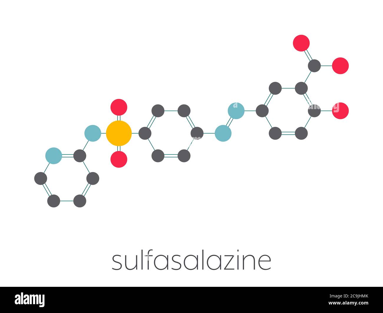 Sulfasalazine drug molecule. Used in treatment of rheumatoid arthritis