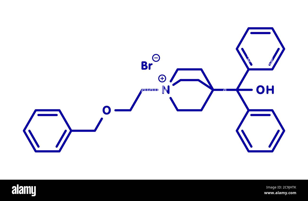 Umeclidinium bromide COPD drug molecule. Blue skeletal formula on white