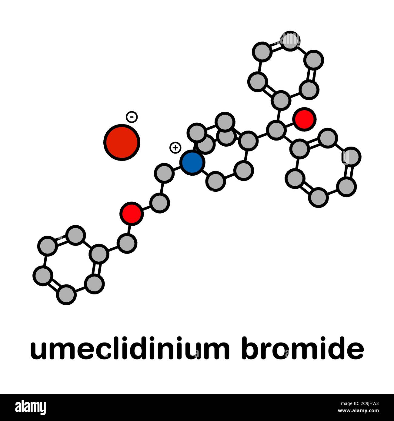 Umeclidinium bromide COPD drug molecule. Stylized skeletal formula