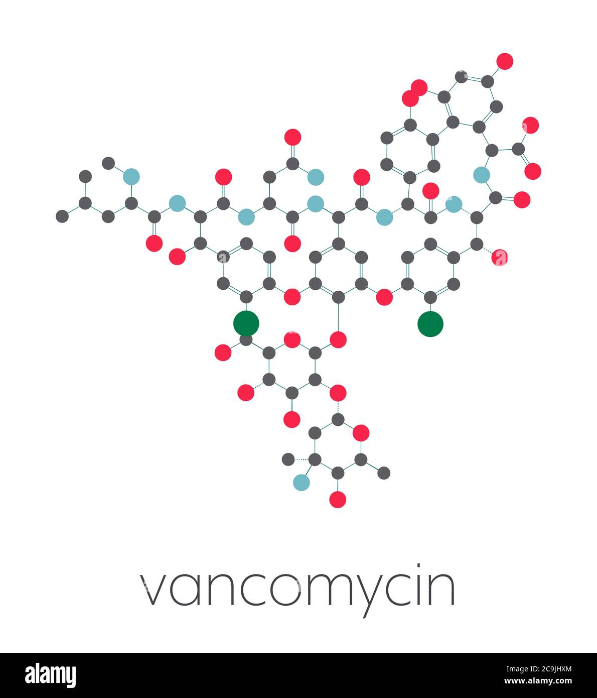 antibiotic drug (glycopeptide class) molecule. Stylized