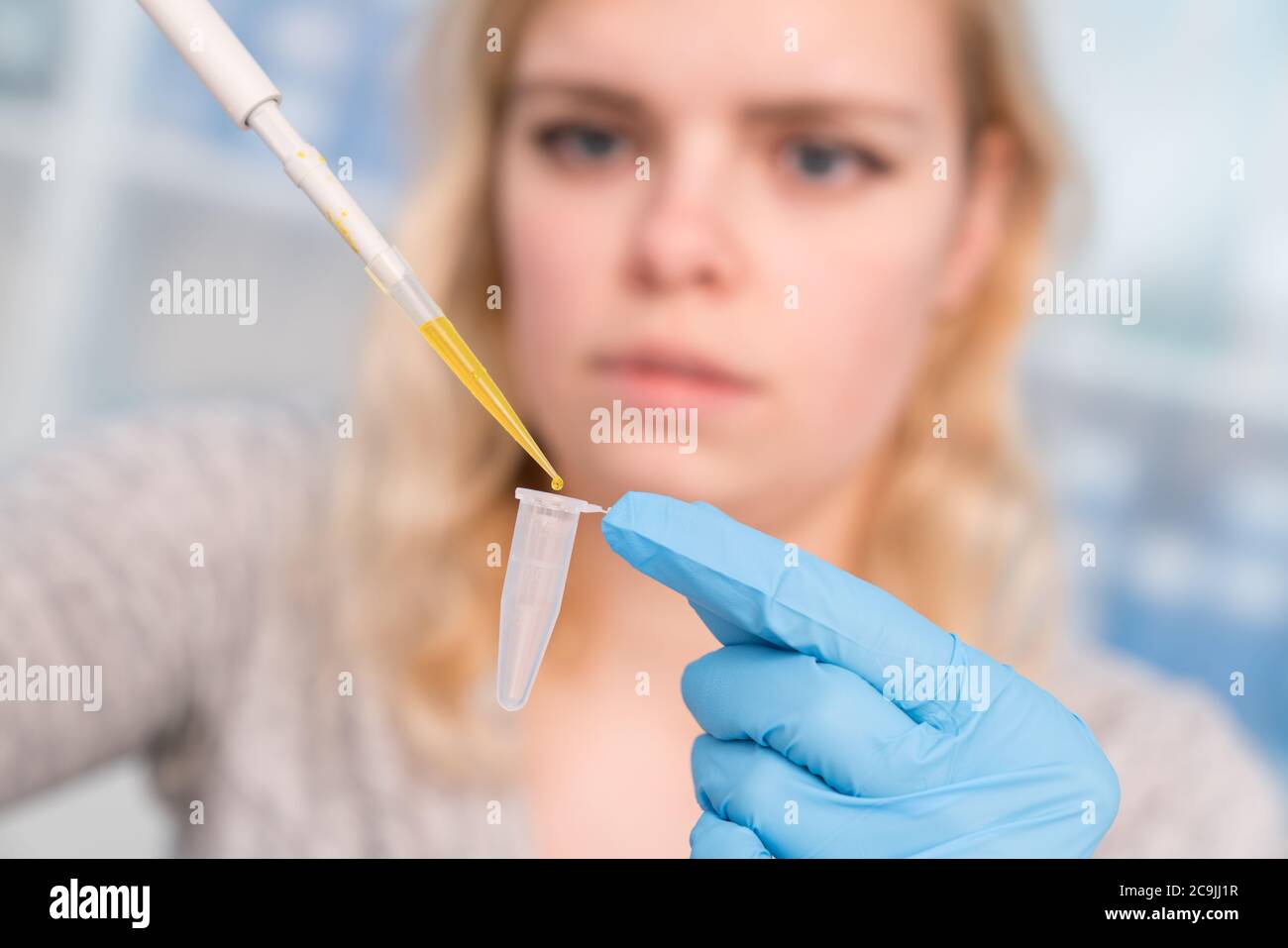 Student using pipette Stock Photo Alamy
