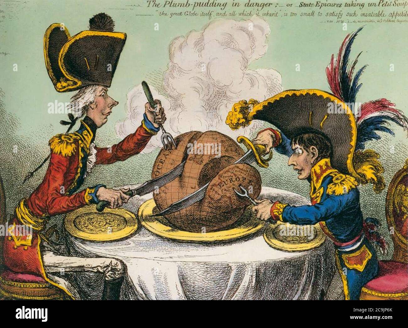 James Gillray - The Plum-Pudding in Danger Stock Photo