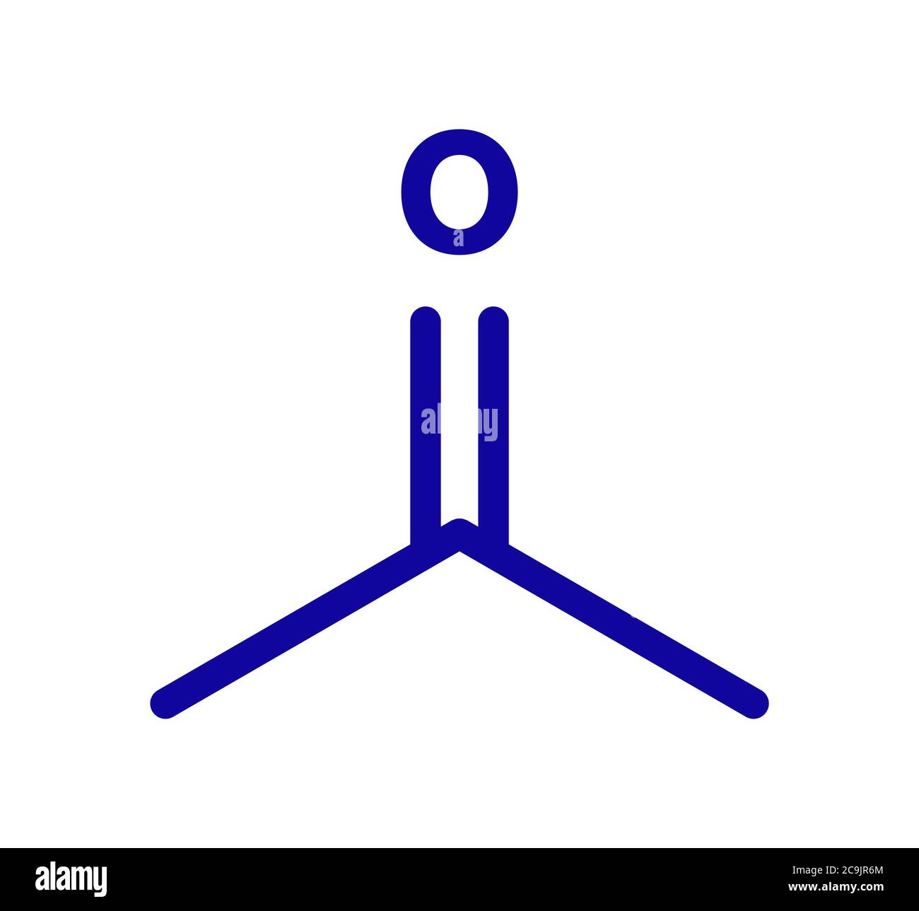 Acetone solvent molecule. Organic solvent used in nail polish remover