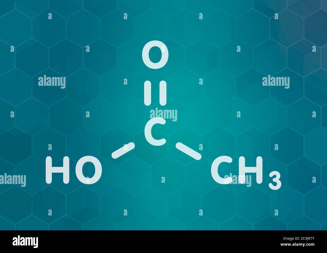 Acetic acid molecule. Vinegar is an aqueous solution of acetic acid
