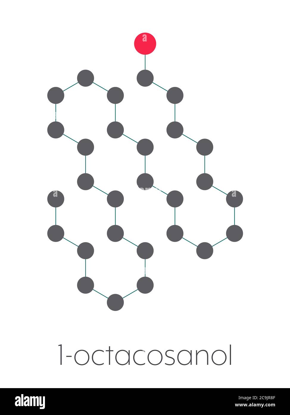 Octacosanol plant wax component molecule. long chain fatty alcohol