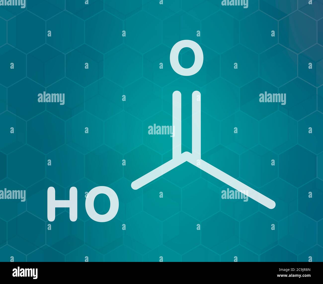 Acetic acid molecule. Vinegar is an aqueous solution of acetic acid