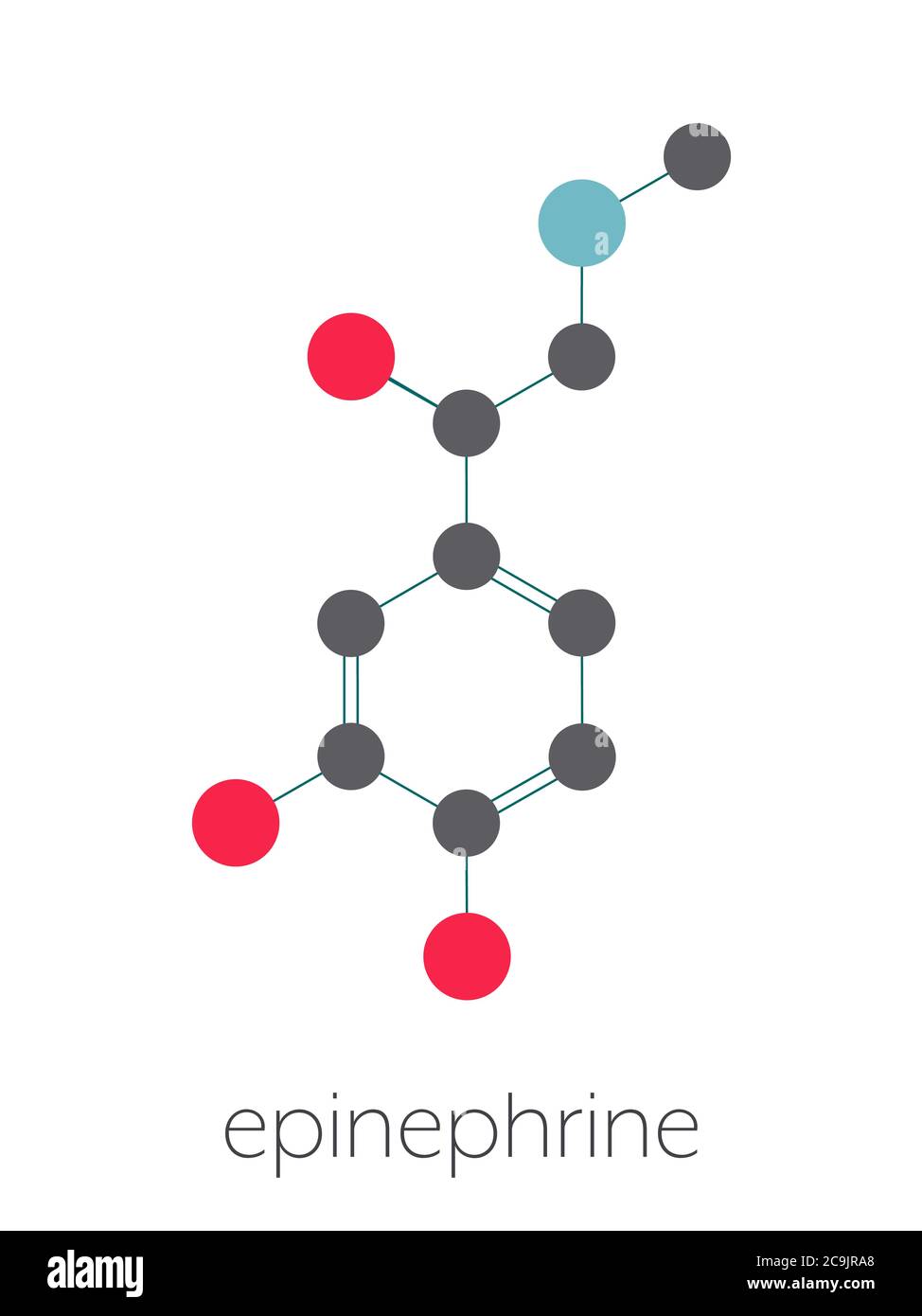 Adrenaline (adrenalin, epinephrine) neurotransmitter molecule. Used as