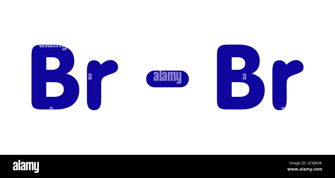 Elemental bromine (Br2) molecule. Blue skeletal formula on white ...
