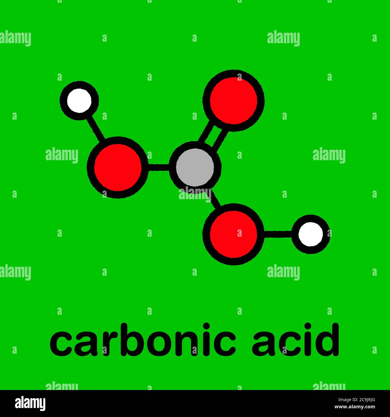 Carbonic acid molecule. Formed when carbon dioxide is dissolved in