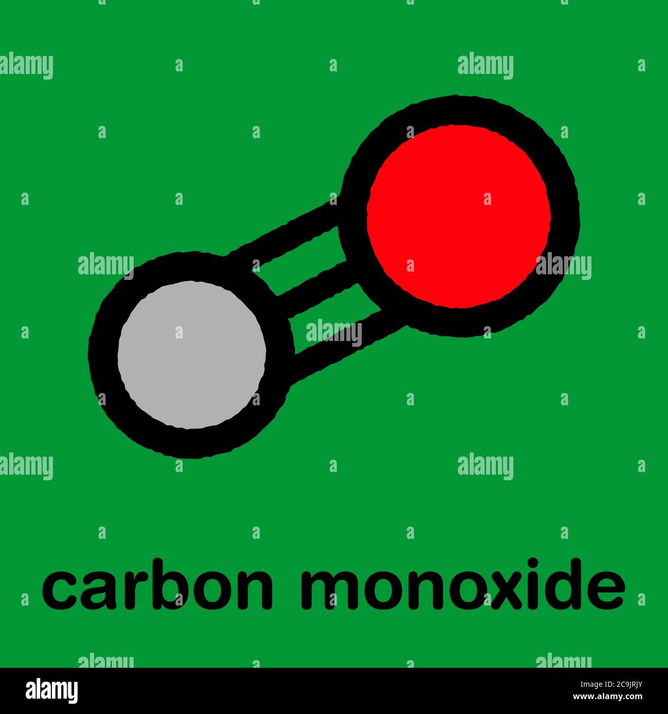Carbon monoxide (CO) toxic gas molecule. Carbon monoxide poisoning