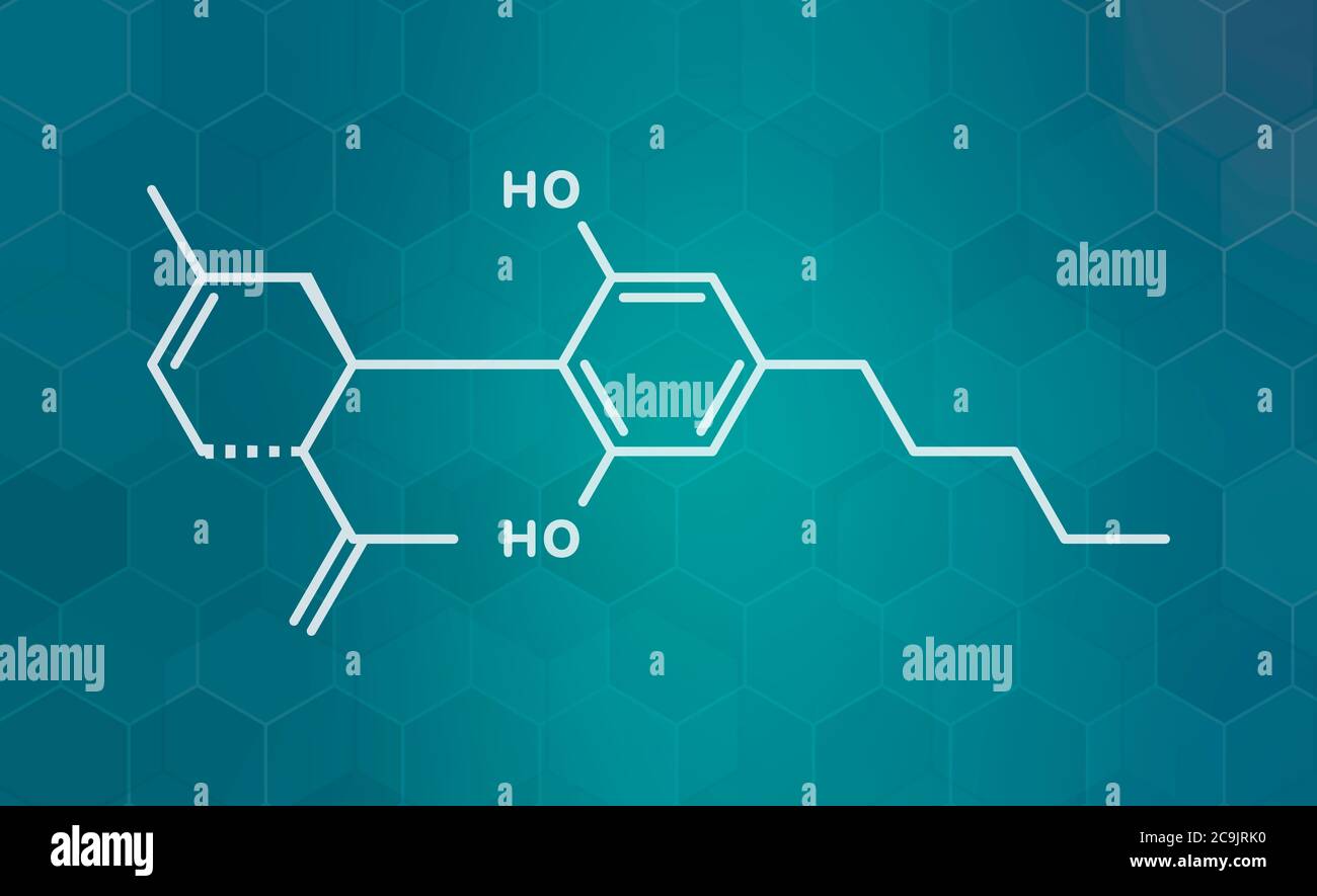 Cannabidiol (CBD) Cannabis Molecule. Has Antipsychotic Effects. White ...