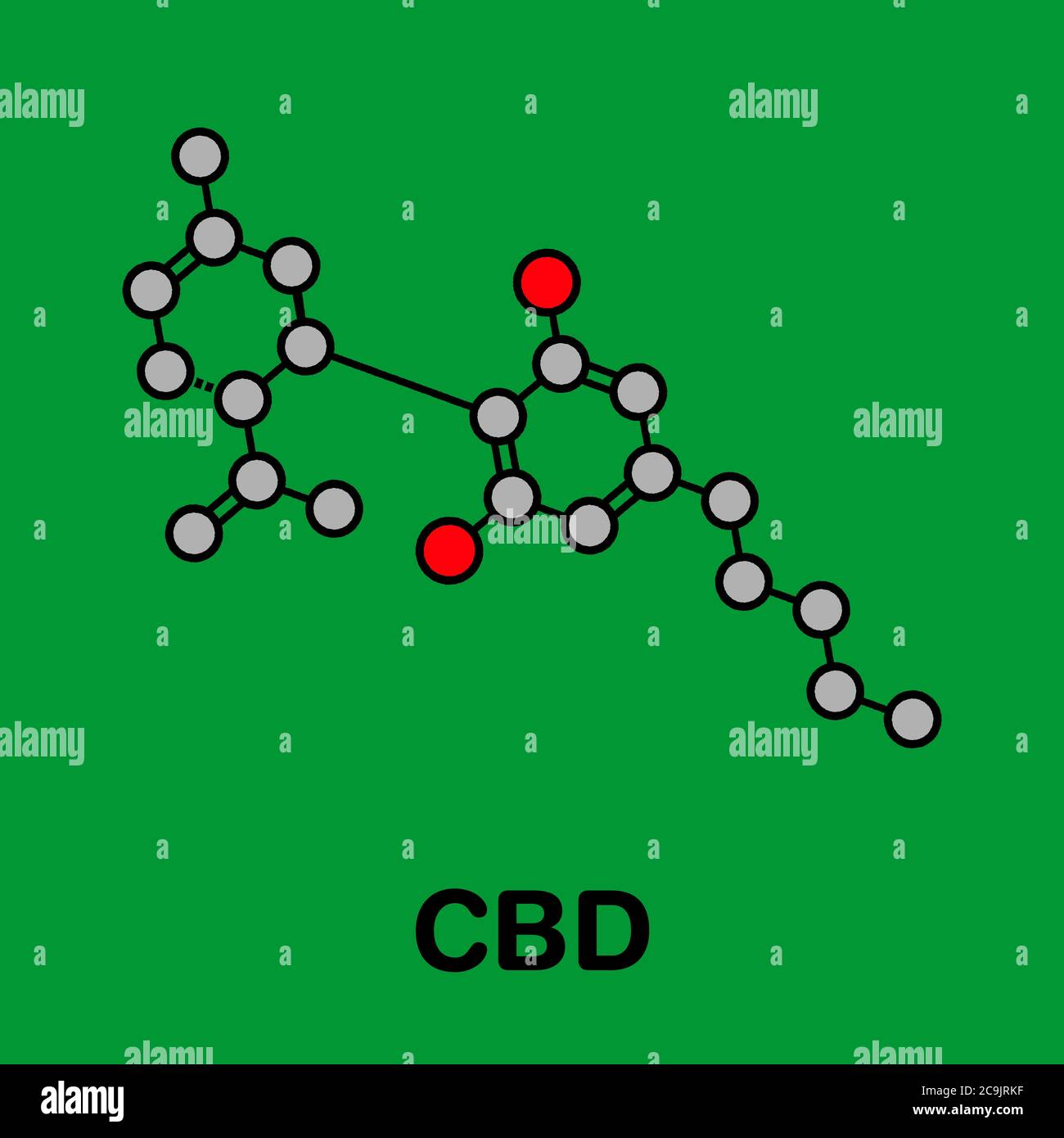 Cannabidiol (CBD) cannabis molecule. Has antipsychotic effects ...